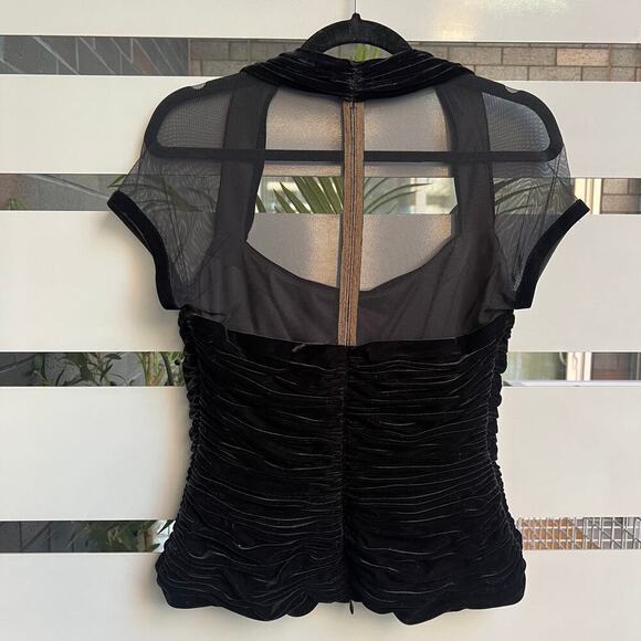 Tadashi Collection Black Velvet Semi-Sheer Formal Bustier Top Size XS - Picture 5 of 10